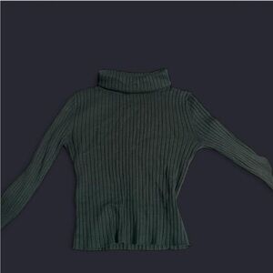Wet Seal Dark Green Ribbed Turtleneck Sweater